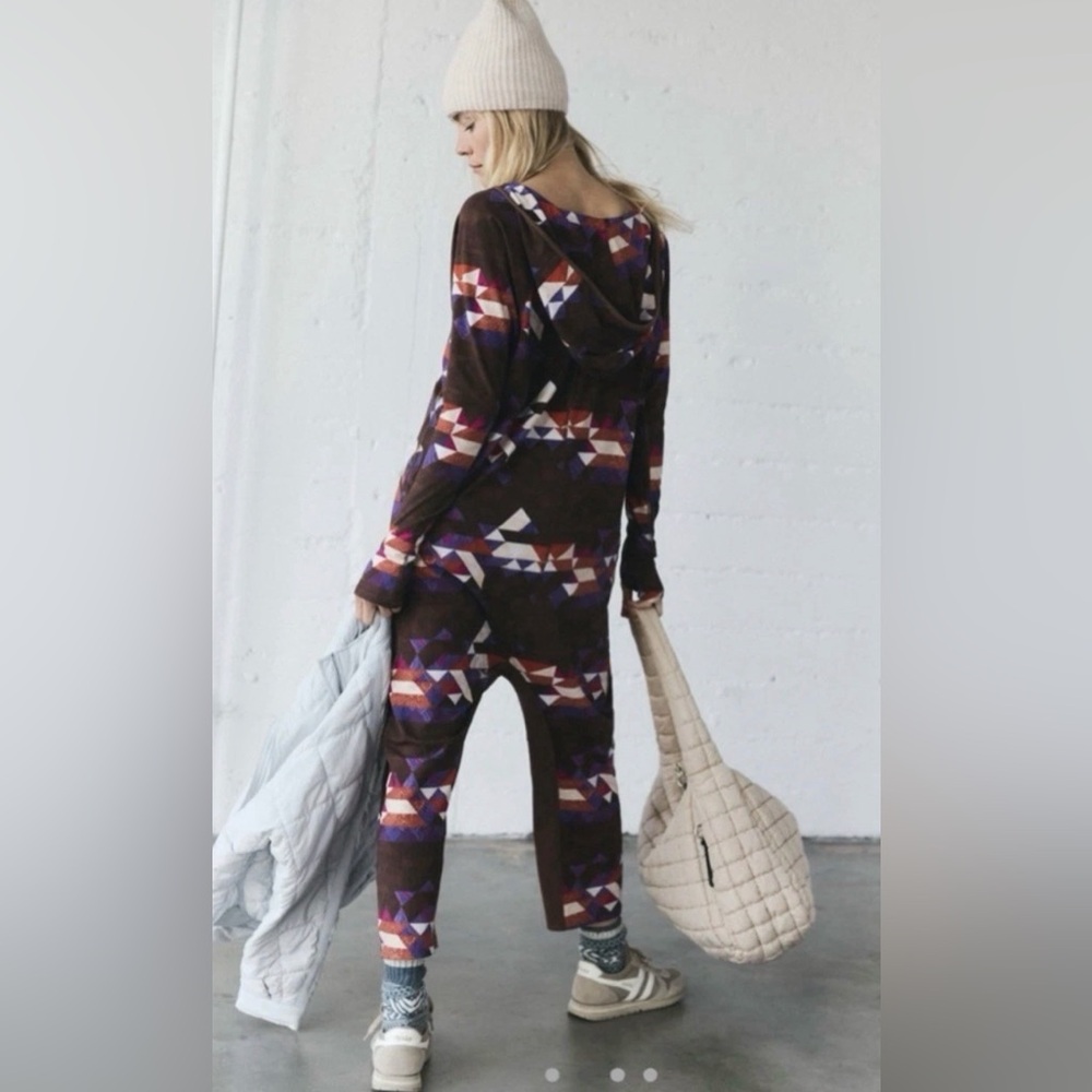 Free People Movement Hot Shot Long Sleeve Printed Jumpsuit, XS NWT - Picture 2 of 5